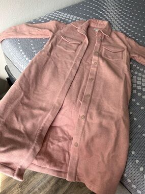 Outerknown Blush Pink Button-Front Shirt Jacket